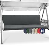 Beautissu Hollywoodschaukel 3 Sitzer Polsterauflagen 2er Set Sitzkissen & Rückenkissen 180x50cm – Waschbare Outdoor Auflage für Hollywoodschaukel Sitzpolster Grau mit Reißverschluss – Loft HS