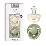 BIBS De Lux Schnuller 2er-Pack, BPA-frei, Kirschform Nippel. Silikon, Hergestellt in Dänemark. 0-36 Monate (2er Pack), Ivory/Sage