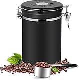 Dreamhigh® Kaffeedose Luftdicht 1kg Bohnen - Kaffeebehälter aus Edelstahl mit Messlöffel-2800 ml