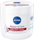 NIVEA Repair & Care Creme, feuchtigkeitsspendende & nicht fettende Körpercreme, schnell einziehende Lotion mit Vitamin E & Glycerin, für sehr trockene & raue Haut (400 ml)