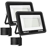 KELINVMI 30W LED Strahler Außen, 3000lm LED Flutlicht Außenleuchte, 4200K Warmweiß IP66 Wasserdicht Außenbeleuchtung für Garten, Garage, Haus, Hof, 50cm Drähte ohne Stecker, 2-Packung.