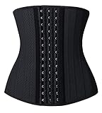 YIANNA Korsett Shapewear Damen Bauchweg Stark Formend Latex Waist Trainer Sport Body Shaper Corsage Taillen Mieder Taillenformer Schwarz 20173 S