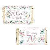 Mini-Geschenkpapier für Süßigkeiten zum 70. Geburtstag, Blumenmotiv, 45 Stück, Dekoration für 70. Geburtstag, Rosa