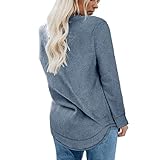 minifinker Rundhals-Shirts, Abgerundeter Saum, lässiges, hautfreundliches, atmungsaktives Langarm-Top für Frauen für den Außenbereich(Blau, S)