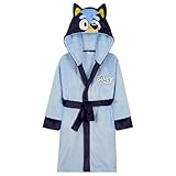 BlueY Mädchen Fleece Bademantel mit Kapuze und Bindegürtel, gemütlicher Morgenmantel - Geschenke für Mädchen (Blau, 2-3 Jahre)