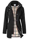 SaphiRose PONCHO Damen Regenjacke Windbreaker Wasserdicht Kapuze Übergangsjacke mit Atmungsaktiv Futter für Frühling Sommer und Herbst Schwarz L