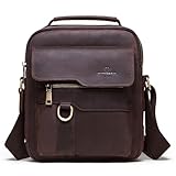 Generisch Herren Schultertaschen Echtem Leder Arbeite Schulter Umhängetasche Retro Messenger Bag Casual Business Handtasche Kleine Crossbody Tasche (Brown)