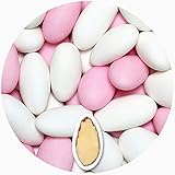 EinsSein® 1 Kg Hochzeitsmandeln Gracile MIX weiss & rosa MATT Hochzeit Taufmandeln Zuckermandeln Bonboniere Bonbons Koufeta Confetti Taufe Konfirmation