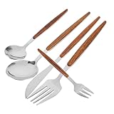 IMIKEYA 5St -Löffel-Set mit Holzgriff Schublade Geschirrkorb mit Abtropfschale besteckset cutlery set Geschirrset küchenutensilien Edelstahlbesteck Geschirr Besteck Rostfreier Stahl