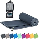 Fit-Flip Mikrofaser Handtuch - kompakte Microfaser Handtücher - ideal als Sporthandtuch, Reisehandtuch, Strandtuch - schnelltrocknend und leicht - Badetuch groß (90x180cm, Dunkelgrau)