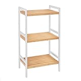 SONGMICS Bambusregal, Küchenregal, Badregal, Bücherregal, Standregal mit 3 Ablagen, 45 x 31,5 x 80 cm, für Bad, Küche, Wohnzimmer, Schlafzimmer, Balkon, naturfarben-weiß BCB73Y