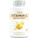 Vitamin C gepuffert - 365 Kapseln - Hochdosiert mit 1000mg Vitamin C je Tagesdosis - Aus pflanzlicher Fermentation - pH-neutral & sehr gut verträglich - Laborgeprüft - Vegan