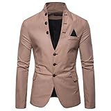 seiveini Herren Sakko Jacket Jersey Elastisch Melange Herren Business Casual Anzug Sakko Revers Business Blazer Jacke Sport Anzugjacke A Khaki XL