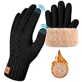 Svanco Winterhandschuhe Damen Gefüttert Handschuhe Thermo Herren Thermal Gloves Winter Touchscreen Dicke Strick Wollhandschuhe Outdoor