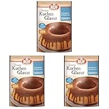 RUF Kuchen-Glasur Vollmilch-Schokolade, Fettglasur im 150 g Beutel, mikrowellengeeignet, zum Glasieren von Kuchen, Torten, Gebäck & Muffins, 1 x 150 g (Packung mit 3)