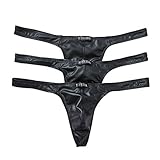 YUFEIDA Sexy Herren Boxer Slips Unterwäsche Schwarz Dessous Strings Höschen 3-Stück