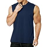 MEETYOO Tank Top Herren, Achselshirts Sport Ärmelloses Shirt Unterhemd Fitness Sleeveless Tshirt für Running Jogging Gym Vest, Blau, M