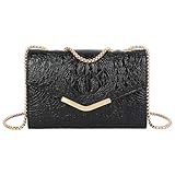 MilyaDE Damen Krokodil Umhängetasche Clutch Vintage Kunstlackleder Kleine Handtasche Kette Schultertasche Abendtasche