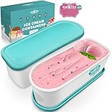 Walfos® Eisbehälter für Speiseeis 1.5L, Wiederverwendbare Hausgemachte Eiscreme-Behälter mit Silikon-Deckel, stapelbare Gefrierschrank-Aufbewahrungsbehälter für Joghurt, 2er-Set