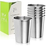 Robin Goods® 6X Edelstahl-Trinkbecher - Hochwertiger Becher aus Edelstahl - Campingbecher 250 ml - Reisebecher bruchsicher und BPA-frei (006 Stück - silberfarben)