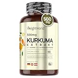 Kurkuma Extrakt Kapseln - Entspricht ca. 25.000mg Curcuma 50:1-180 Kapseln - 6 Monate Vorrat - 95% Curcumin - Turmeric mit Ingwer &schwarzem Pfeffer(Piperin) - Bioverfügbarkeit - Vegan - WeightWorld