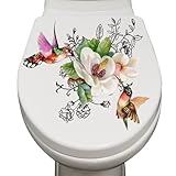 Wasserdicht PVC WC Aufkleber Vogel Blume Toilettendeckel Aufkleber Toilettensitz Deckel Aufkleber Selbstklebend Badezimmer Wandaufkleber WC Aufkleber