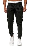 Cassiecy Herren Hosen Cargo Chino Jeans Stretch Jogger Sporthose Herren Hose mit Taschen Slim Fit Freizeithose, Schwarz, M