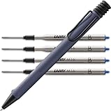 Lamy safari Kugelschreiber - mit ergonomischem Griff aus robustem ASA-Kunststoff - inkl. Großraummine M 16 in Strichbreite M in schwarz und 4 in blau B Bundle (SET B (blau), ‎pink cliff)