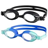 Dizokizo 2 Stück Schwimmbrille Kinder Wassersport Schwimmbrillen Anti-Beschlag und UV Schutz Wasserdicht klare Sicht einfach einzustellen für Unisex Jugendliche Jungen Mädchen 3-16 Jahre