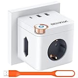 Steckdosenwürfel ohne Kabel, 3 Fach Mehrfachsteckdose mit USB C, 3680W Steckdosenadapter Cube Mehrfachstecker, 6 in 1 USB Würfel Steckdosen Steckdosenleiste mit Schalter für Büro Hause Reisen, Weiß