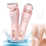 Velvix Smoothshave Razor, Velvix Rasierer Damen, Velvix Elektrisch Rasierer, 2 in 1 Intimrasierer für Frauen, Kabelloser UBS Nass/Trocken Körperrasierer für Gesicht Bikini Beine Arme (Pink)