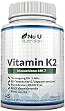 Vitamin K2 MK7 200µg - 365 Vegane Tabletten - All Trans Form - 12 Monate - Vit K2 MK-7 Menaquinon Hochdosiert - Nu U Nutrition