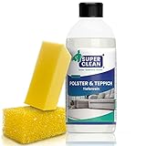 SUPER CLEAN Polster und Teppich Tiefenrein Polsterreiniger Konzentrat für alle Arten von Polstern, Teppichböden, Autositzen, Sofa oder Couch Inhalt: 500 ml + 2 Polsterschwämme