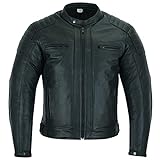 Texpeed Motorrad lederjacke herren mit protektoren - Schwarz Winter/Sommer Gesteppt echtleder Bikerjacke - Motorrad mit original biker rüstung gepanzert (EN 1621-1) Schutz L