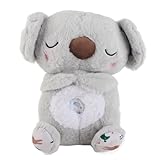 Masyrt Beruhigende Baby-Soundmaschine mit Sensorischen Details Zum Kuscheln, Musik und Lichtern, Rhythmischer Atembewegung, Plüsch-Koala – Spielzeug Zur Angstlinderung, 27 Cm