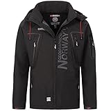 Geographical Norway Techno Softshelljacke Herren Kapuze abnehmbar, Black/Black XL