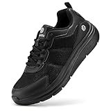 FitVille Extra Weit Walkingschuhe Herren leicht Freizeitschuhe Stoßdämpfung und Rückprall Fitnessschuhe Atmungsaktiv Gym Flexibel und biegsam Schwarz 45 EU Weit