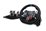 Logitech G G29 Driving Force Racing Wheel und Bodenpedale, Real Force Feedback, Edelstahl-Schalthebel am Lenkrad, Leder-Lenkradbezug für PS5, PS4, PC, Mac – Schwarz