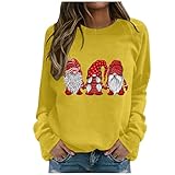 Weihnachtspullover Damen Weihnachts Sweatshirt Damen Rundhals Pullover Weihnachten Langarm Weihnachtspulli Lose Christmas Sweater Warm Winterpullover Weihnachtsoutfit Teenager Mädchen Pulli Oberteile