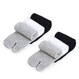 Flip Flop Socken Elastischer Baumwolle-socke Split-toe Stilvoller Spaß Beiläufige Tabi-socken 3er Pack (schwarz + Weiß + Grau)