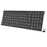 iClever Kabellose Tastatur, wiederaufladbare 2,4 GHz Funk Tastatur, Deutsches QWERTZ Layout, für Computer/Desktop/PC/Laptop/Chrome OS und Windows 10/8/7, Schwarz