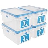 ATHLON TOOLS 4x 3L Frischhaltedosen-Set in Gastro-Qualität - 100% luftdicht und auslaufsicher -40 bis +100 Grad - für alle Lebensmittel - BPA-frei - Vorratsdosen für Kühlschrank (3 L | 4er Set)