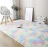 Hochflor Teppich 80x160 Bunt Modern Flauschig Weich Teppich Wohnzimmer Kinderzimmer Deko Schlafzimmer Flur Läufer Outdoor Carpet Langflor Fellteppich Kunstfell Shaggy Einfarbig Bettvorleger