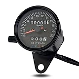 Shkalacar Motorrad Tachometer (220km/h), Motorrad Kilometerzähler Tacho mit Kontrollleuchten, LED-Anzeige Kilometerzähler, Wasserdicht Tachometer für alle 12-V-Motorräder