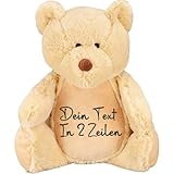 PERSOGO Stofftier mit Namen - personalisiertes Plüschtier mit deinem Text - Stofftier mit Füllung - Plüschtiere für Kinder zum Personalisieren - Custom Teddy mit individueller Stickerei (Teddy Brown)