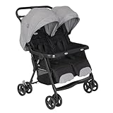 Graco DuoRider™ Doppel-Kinderwagen, Geschwisterwagen, ab Geburt bis ca. 3 Jahre (15 kg), leicht, schnell zusammenklappbar, freistehend, großer Staukorb, inkl. Regenverdeck, grau, Steeple Gray