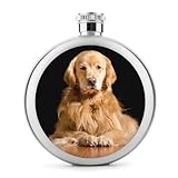 Edelstahl Flachmann Golden Retriever Hund Whiskeyflasche Schnapsflasche Hip Flask Für Whiskey Rum Wodka 9x9cm