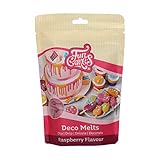 FunCakes Deco Melts Himbeergeschmack - Dip, Drip, Dekorieren! In der Mikrowelle schmelzen und in jede Form gießen. Machen Sie Süßigkeiten, dekorieren Sie Kuchen, Kekse und Cupcakes! AZO frei. 250 g