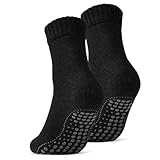 2 | 4 | 6 Paar ABS Socken Herren Damen Anti Rutsch Socken mit Wolle 21463 WP (Schwarz 2 Paar 39-42)