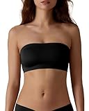 SHARICCA Trägerloser BH Damen Ungepolstert Rutschfestes Silikon Bandeau BH Bequem Nahtlose Tube Top BH Ohne Träger Seamless Bra(Schwarz-1P02, M-New)